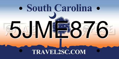 5JME876 South Carolina License Plate