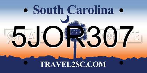 5JOR307 South Carolina License Plate