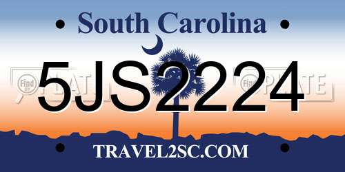 5JS2224 South Carolina License Plate