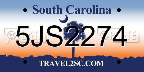 5JS2274 South Carolina License Plate