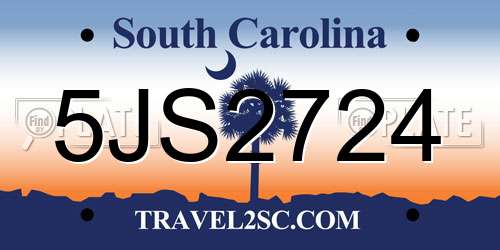 5JS2724 South Carolina License Plate