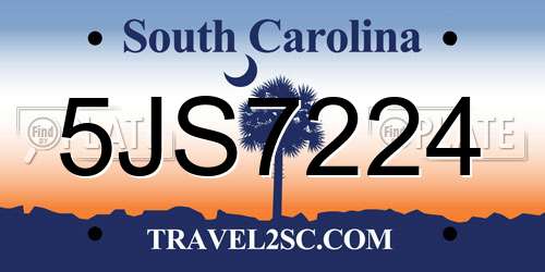 5JS7224 South Carolina License Plate