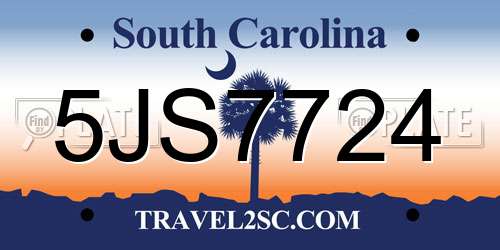 5JS7724 South Carolina License Plate