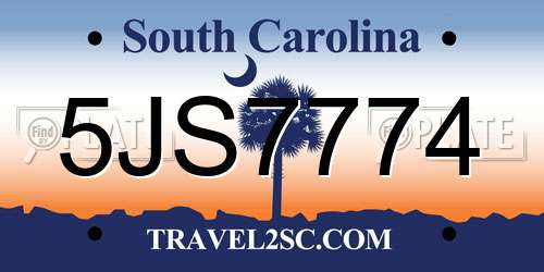 5JS7774 South Carolina License Plate