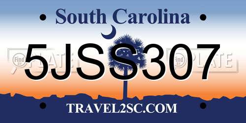 5JSS307 South Carolina License Plate