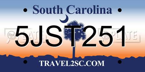 5JST251 South Carolina License Plate