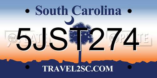 5JST274 South Carolina License Plate