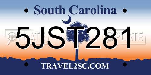 5JST281 South Carolina License Plate