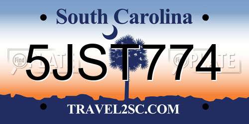 5JST774 South Carolina License Plate