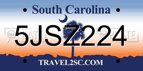 5JSZ224 South Carolina License Plate