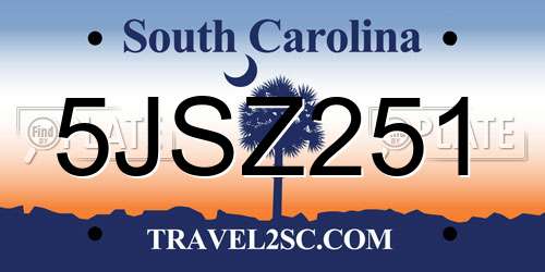 5JSZ251 South Carolina License Plate
