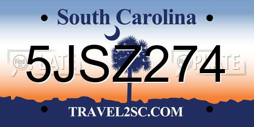 5JSZ274 South Carolina License Plate