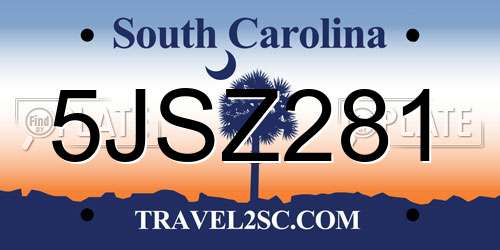 5JSZ281 South Carolina License Plate