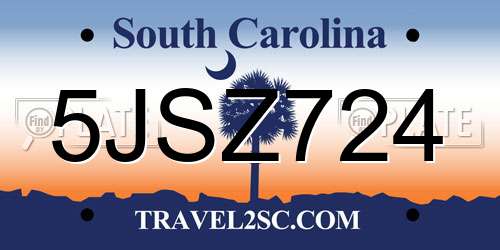 5JSZ724 South Carolina License Plate
