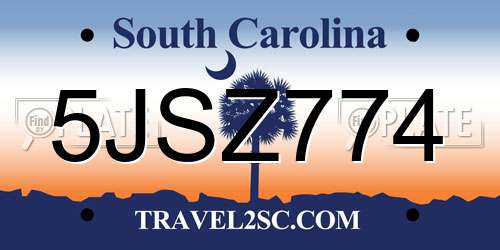 5JSZ774 South Carolina License Plate