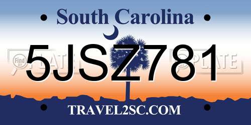 5JSZ781 South Carolina License Plate
