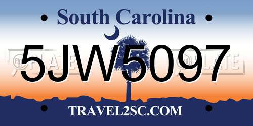 5JW5097 South Carolina License Plate