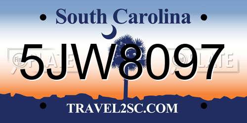 5JW8097 South Carolina License Plate