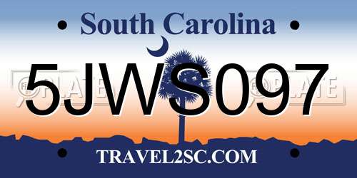 5JWS097 South Carolina License Plate