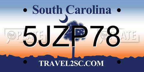 5JZP78 South Carolina License Plate