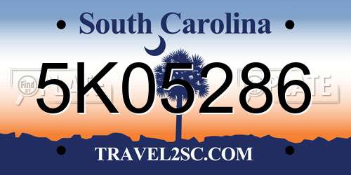 5K05286 South Carolina License Plate
