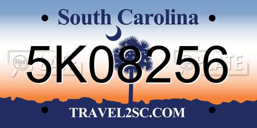 5K08256 South Carolina License Plate