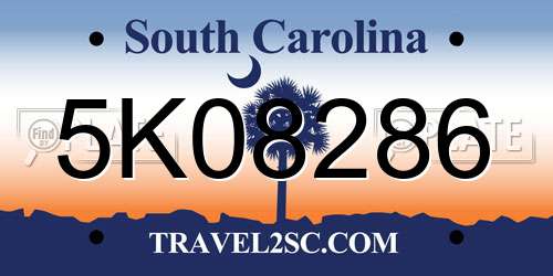 5K08286 South Carolina License Plate