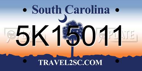 5K15011 South Carolina License Plate