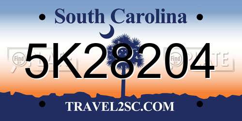 5K28204 South Carolina License Plate