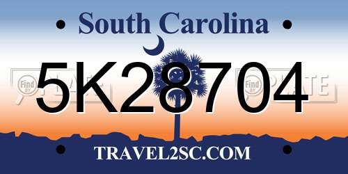 5K28704 South Carolina License Plate