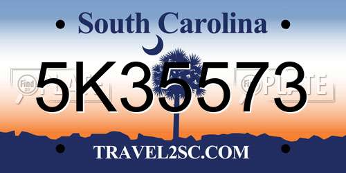 5K35573 South Carolina License Plate