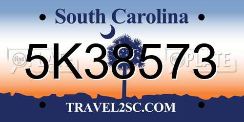 5K38573 South Carolina License Plate