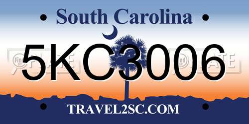 5KC3006 South Carolina License Plate