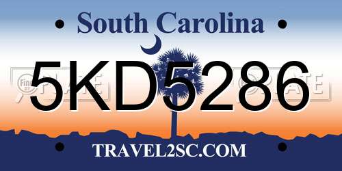 5KD5286 South Carolina License Plate