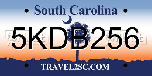 5KDB256 South Carolina License Plate
