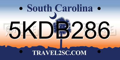 5KDB286 South Carolina License Plate