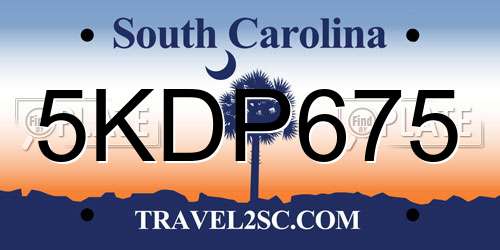 5KDP675 South Carolina License Plate
