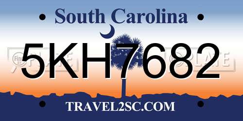 5KH7682 South Carolina License Plate