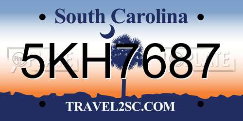 5KH7687 South Carolina License Plate