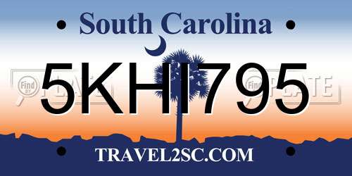 5KHI795 South Carolina License Plate