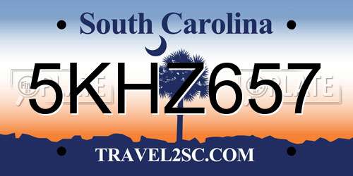 5KHZ657 South Carolina License Plate