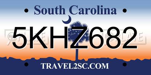 5KHZ682 South Carolina License Plate