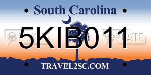 5KIB011 South Carolina License Plate
