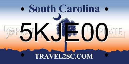 5KJE00 South Carolina License Plate