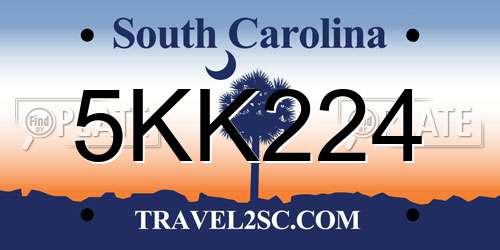 5KK224 South Carolina License Plate