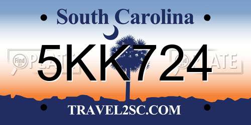 5KK724 South Carolina License Plate