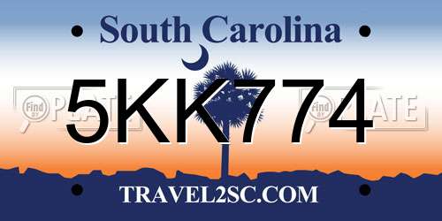 5KK774 South Carolina License Plate