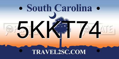 5KKT74 South Carolina License Plate