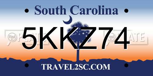 5KKZ74 South Carolina License Plate