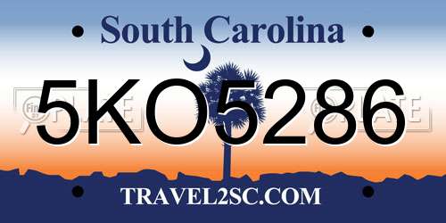 5KO5286 South Carolina License Plate